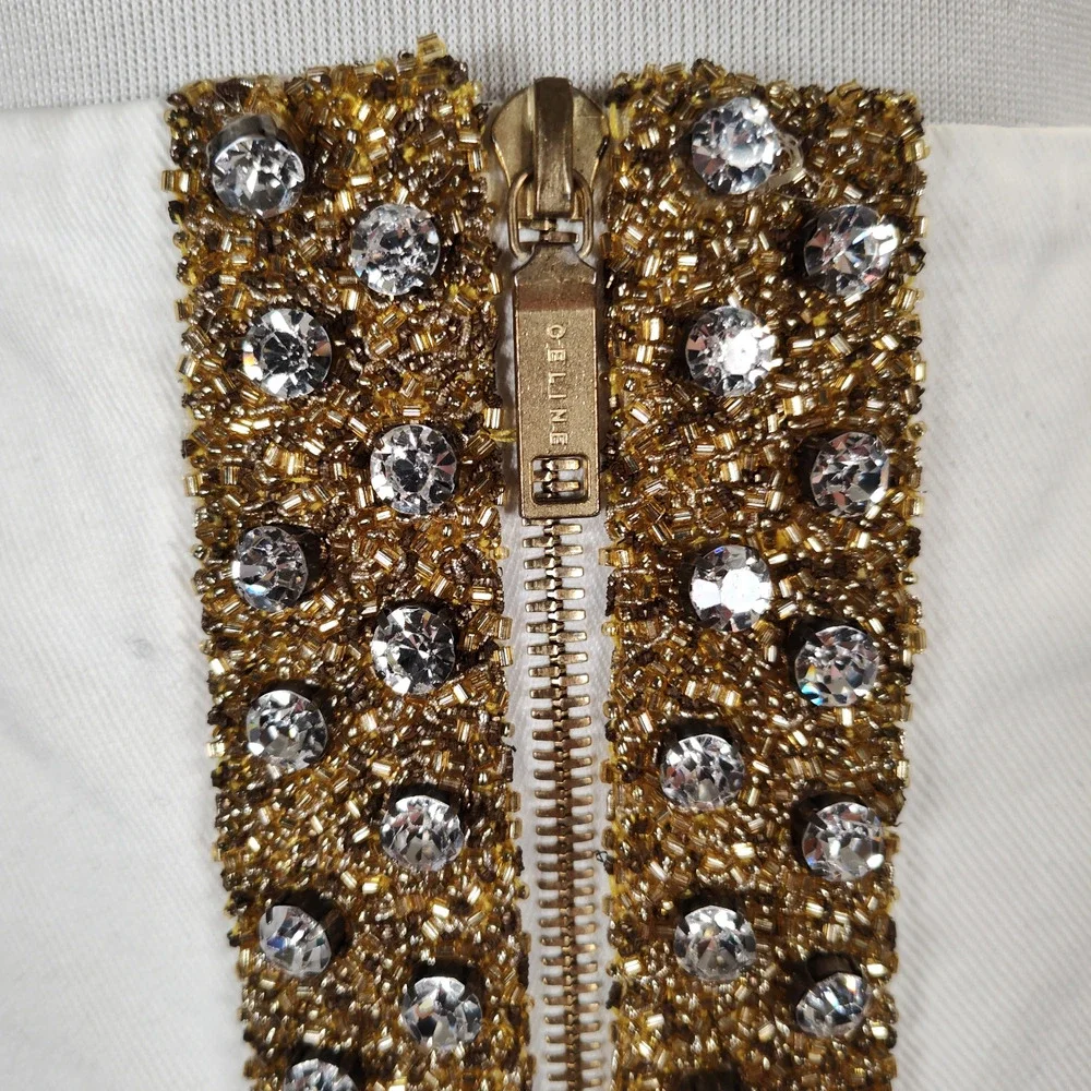 2004 Celine Beaded Zip Mini Skirt 40 Made in France Kors Era - Picture 4 of 16